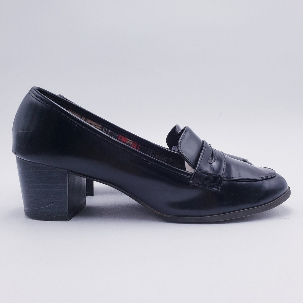 Vintage 90s Y2K American Eagle Chunky Block Heel Penny Loafer Shoe Black Size 10